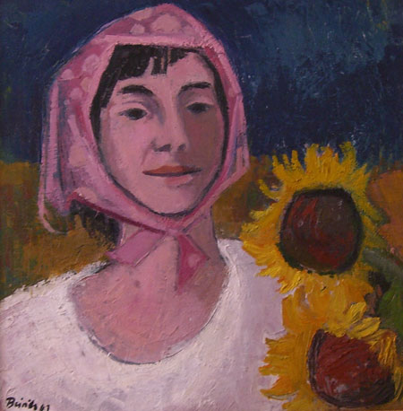 Mädchen mit Sonnenblumen